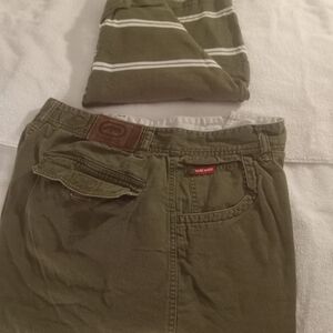 Ecko Unlimited Olive Green Chinos Short pant,with Champs short sleeve shirt, XL.